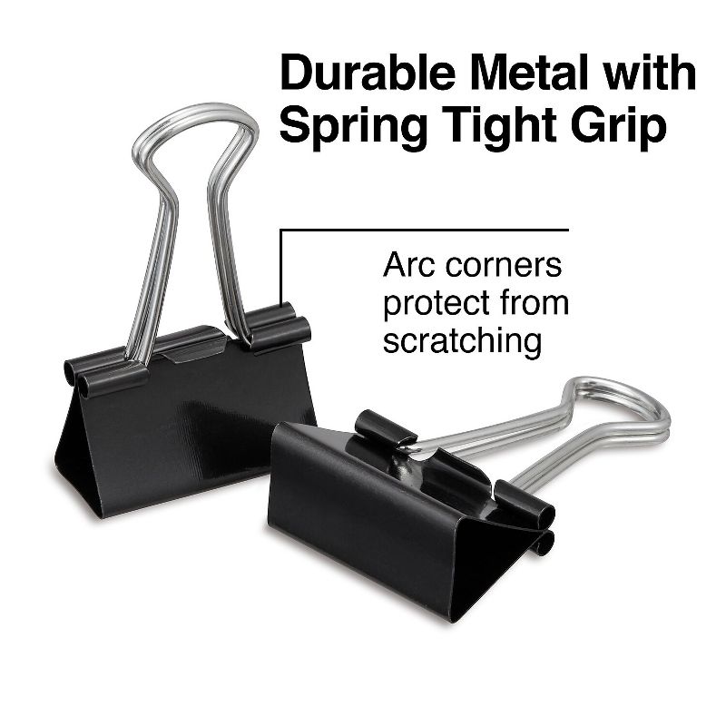 Staples Metal Binder Clips Black Assorted Capacities 15339, 2 of 6