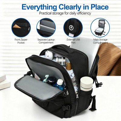 SUGIFT Expandable Travel Backpack 20L-30L, Water-Resistant 17.3 Inch Laptop Backpack with USB Charging Port for Business — фото 4