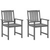 vidaXL Acacia Wood Patio Chairs with Gray Wash Finish and Cushions - Set of 2 - 2 of 4