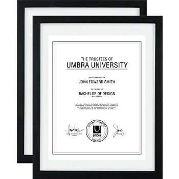 Umbra Floating Frame for Displaying Documents, Diploma, Certificate, Photo or Artwork, 11 x 14 8-1/2 x 11, Black, 2 Count