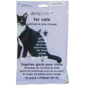 Dexypaws: Pet Spa Glove Wipes - Cat - 10ct Grooming Mitts, Oatmeal & Aloe - 1 of 4