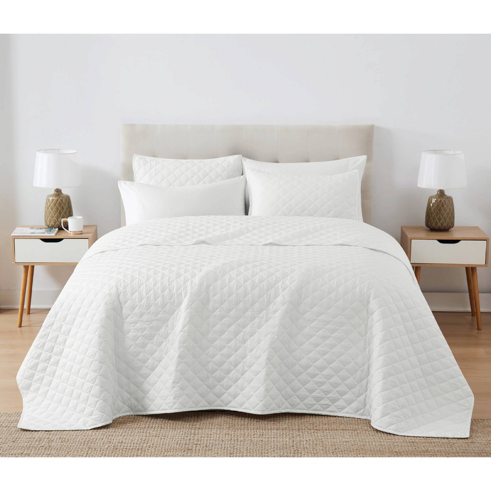 Photos - Duvet Cannon 3pc Full/Queen Oversized Percale Quilt Set White