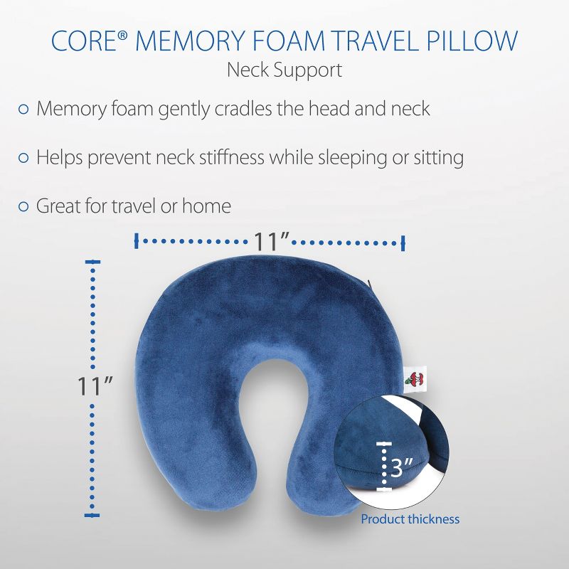Core Products Travel Pillow, Memory Foam Neck Support, Plush Cover, 4 of 5