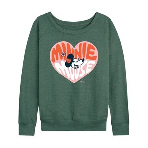 Women's - Disney - Minnie Mouse Lightweight French Terry Wide Neck Long Sleeve Graphic Shirt - 1 of 4