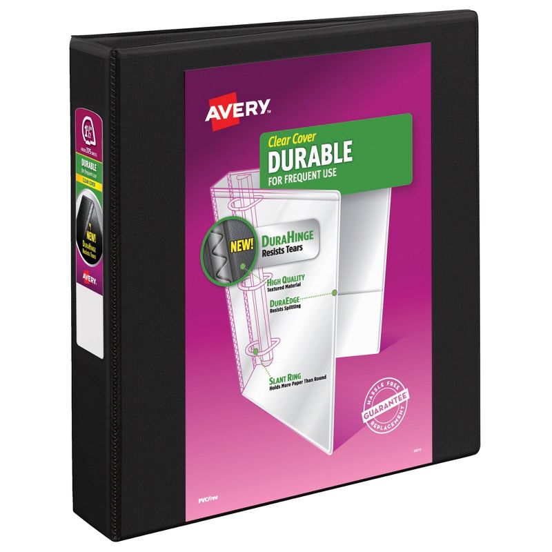 Avery Durable View Binder with Slant Ring, 1-1/2 Inch, Black, 1 of 4