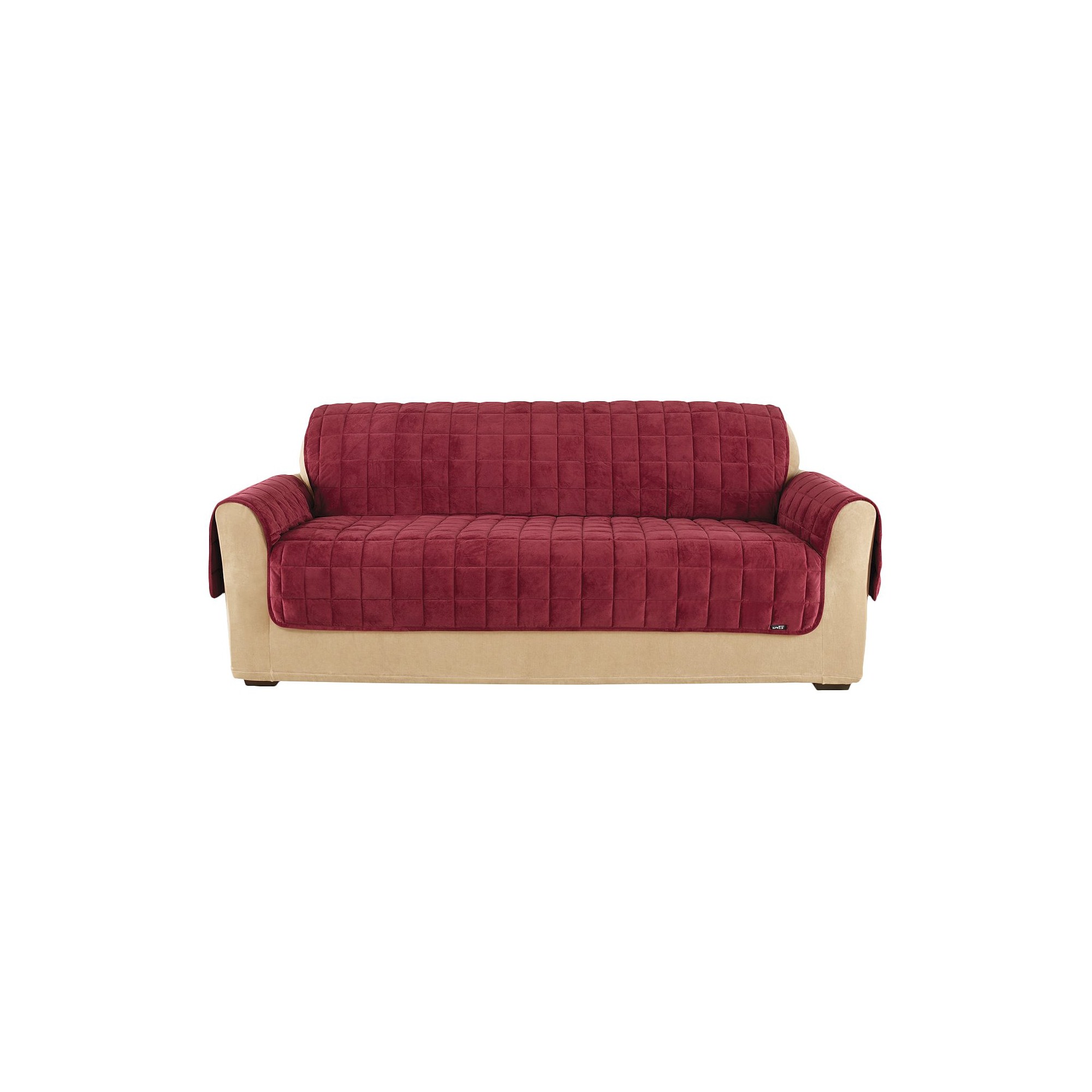 Furniture Friend Deluxe Comfort Quilted Sofa Furniture Protector Burgundy - Sure Fit, Red