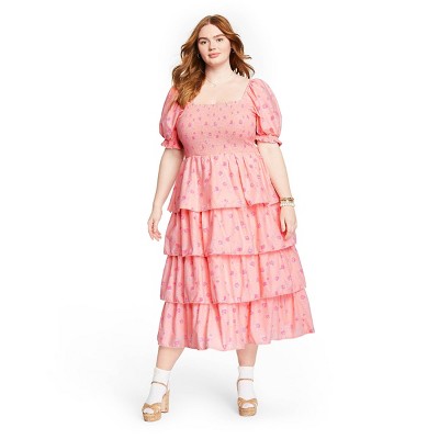 pink smock dress womens