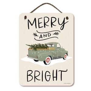 Courtside Market Merry And Bright 12x16 Hanging Artboard with Twine - 1 of 2