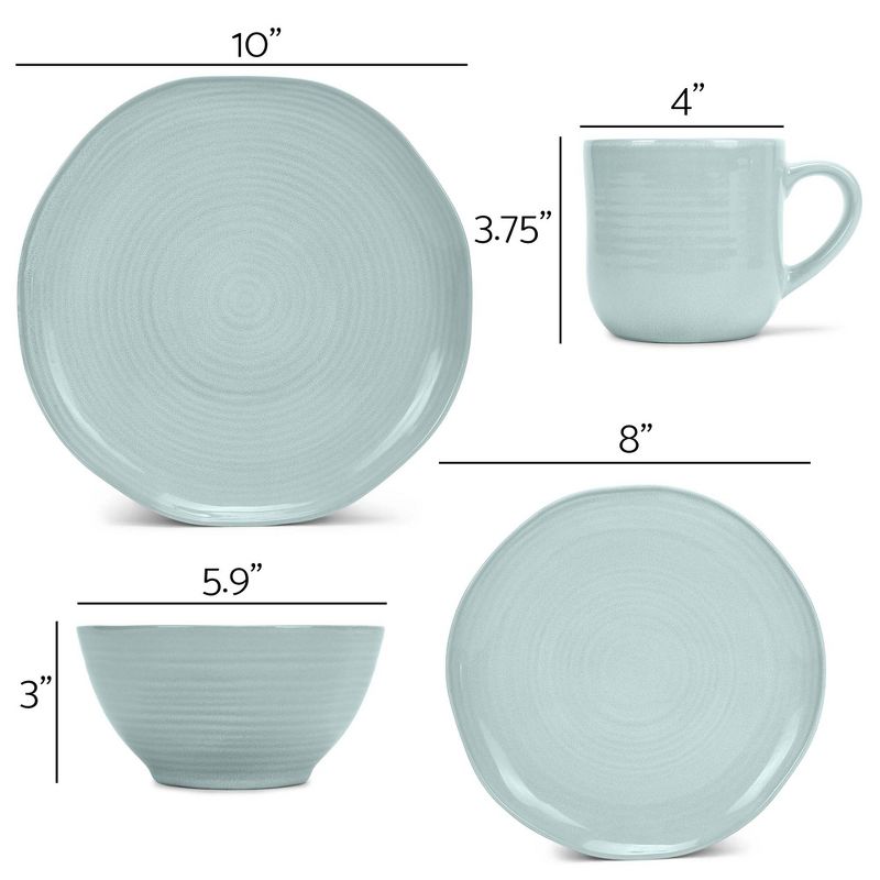 Elanze Designs 16-Piece Reactive Glaze Ceramic Stoneware Dinnerware - Service for 4, Ice Blue, 4 of 7
