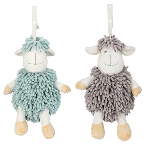 REGALWOVEN Cute Sheep Chenille Soft Absorbent Quick Drying Fuzzy Ball Hand Towel 9" x 13" 2 Pcs - 1 of 4