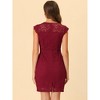 INSPIRE CHIC Women's Elegant Stretch Knit Cap Sleeve Allover Floral Lace Bodycon Dress - 3 of 4