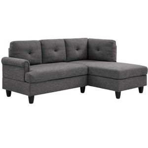 TiramisuBest 2-Piece Upholstered Sectional Sofa, Right-Hand Facing L-Shaped Couch with Tufted Back, Solid Wood Frame, Gray Fabric for Living Room - 1 of 4