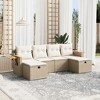 vidaXL 6 Piece Patio Sofa Set with Cushions Beige Poly Rattan - Beige without storage - 2 of 4
