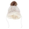 CTM Girl's One Size Fits Most Knit Winter Beanie with Pom Bow and Ear Flaps - 2 of 4