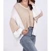 Women's Open Arms Wo's V-Neck Textured Long Sleeve Top - POL - 2 of 4