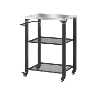 FURNIinspire Outdoor Grills, Griddles and Smokers Functional Outdoor Kitchen Station with Locking Wheels, Storage Shelves, Black, 37.4"*27.6"*19.7"