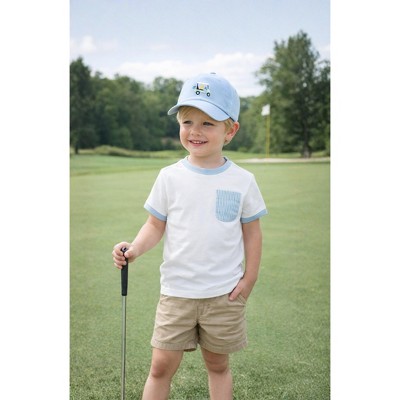 Bits & Bows Kids Boys' Blue Seersucker Pocket Crewneck T-Shirt, White 5/6 — фото 2