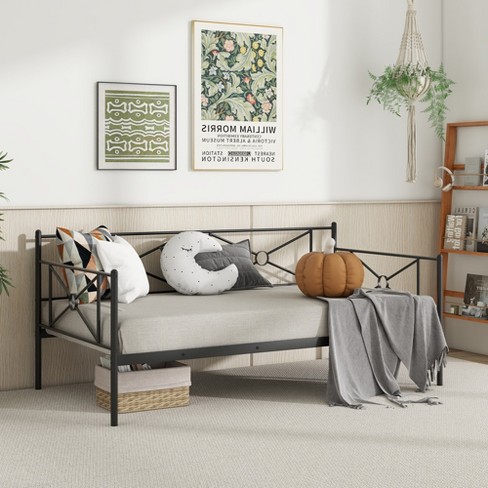 Costway Twin Metal Daybed Frame with Slats Classic Mattress Foundation Bed Sofa White\Black - image 1 of 4