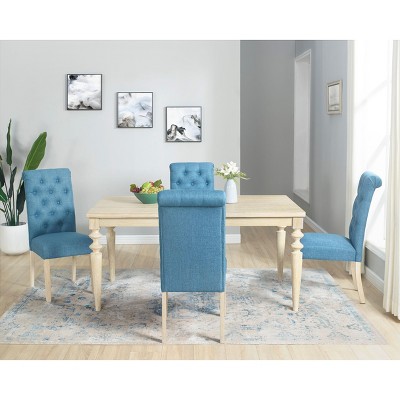 NicBex 5 Piece Dining Table Set with 4 Dining Chairs Modern 64 Inch Kitchen Table,4 Tufted Side Chairs with Wood Legs