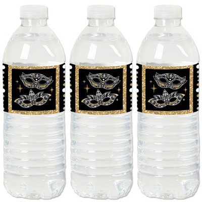 Big Dot of Happiness Masquerade - Carnival Mask Party Water Bottle Sticker Labels - Set of 20