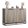 Homhougo 55" Buffet Storage Cabinet, Accent Sideboard Modern Credenza with 4 Doors and Shelves, Coffee Bar Table Gray - 4 of 4