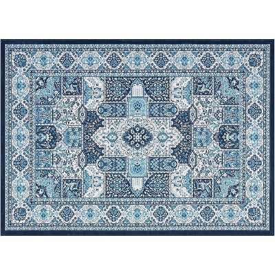 Vintage Collection Low-Pile Geometric Boho Area Rug – Washable, Non-Slip Carpet for Bedroom, Dining Room & Office