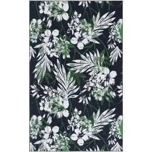 Malibu MBU825 Power Loomed Machine Washable Skid-Resistant Indoor Area Rug - Black/Green - 6'x9' - Safavieh - 1 of 4