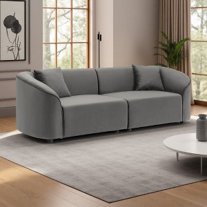87" BouclÃ© Curved 3-Seater Sofa with Plush Seating - 1 of 4
