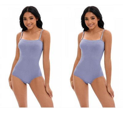 INSPIRE CHIC 2 Pcs Women's Cami Convertible Straps Slimming Waisted Buttons Bottom Butt Lifter Body Shapers