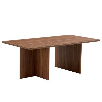 Zeus & Ruta 44.8'' Modern Coffee Table with Grain Finish and Triangular Support Base