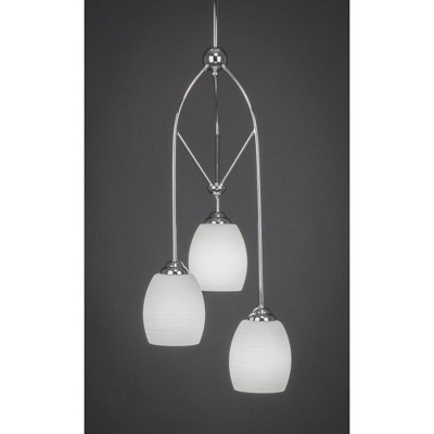 Toltec Lighting Contempo 3 - Light Pendant in  Chrome with 5" White Linen  Shade