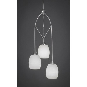Toltec Lighting Contempo 3 - Light Pendant in  Chrome with 5" White Linen  Shade - 1 of 1