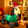 Costway 4 FT Long Inflatable Christmas Decoration Xmas Dachshund Dog with Hat & Scarf - 2 of 4