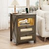 Fredees Nightstand with Charging Station and Hidden Drawer, Suitable for Bedroom and Living Room, Farmhouse Style Design - 3 of 4