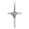 Black Bow Jewelry Sterling Silver Large Antiqued Solid Tube Rope Cross Pendant, 32x63mm - 3 of 4