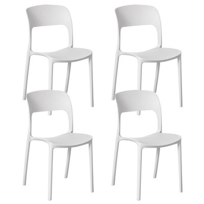 Fabulaxe Modern Plastic Outdoor Dining Chair with Open Curved Back