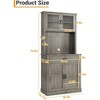 Tall Pantry Cabinet - Kitchen Storage Hutch Cabinets with Microwave Stand, Fluted Glass Doors, Drawer, Adjustable Shelves - Perfect for Dining Rooms - 2 of 4