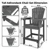 Outdoor Recycled Poly Adirondack Barstools Set of 2 – Tall Weatherproof Bar Height Chairs w/ Removable Tray, Gray (350lb Capacity) - 3 of 4