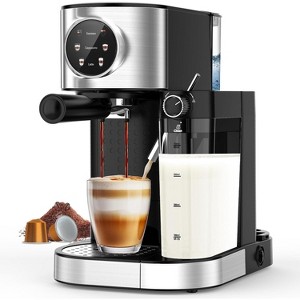 Kismile Espresso and Cappuccino Machine 15 Bar, Latte Machine with Automatic Milk Frother, Espresso Maker for Ground Coffee & Coffee Capsules - 1 of 3