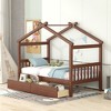 CAVINAS Twin/Full Size House Bed Frame with Drawers,Solid Wood Floor Bed for Kids Room,Bedroom - 2 of 4
