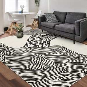 Washable Area Rugs for Living Room, Non Slip Low Pile  Rugs for Bedroom, Foldable Carpet Indoor Non-Shedding Floor Carpet for Office，Multiple size - 1 of 4