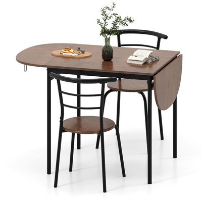 Resenkos Kitchen Table and Chairs Sets,Dining Table Set,3 Pieces Dining Set with 2 Chairs and Modern Kitchen Table for Small Space-Brown