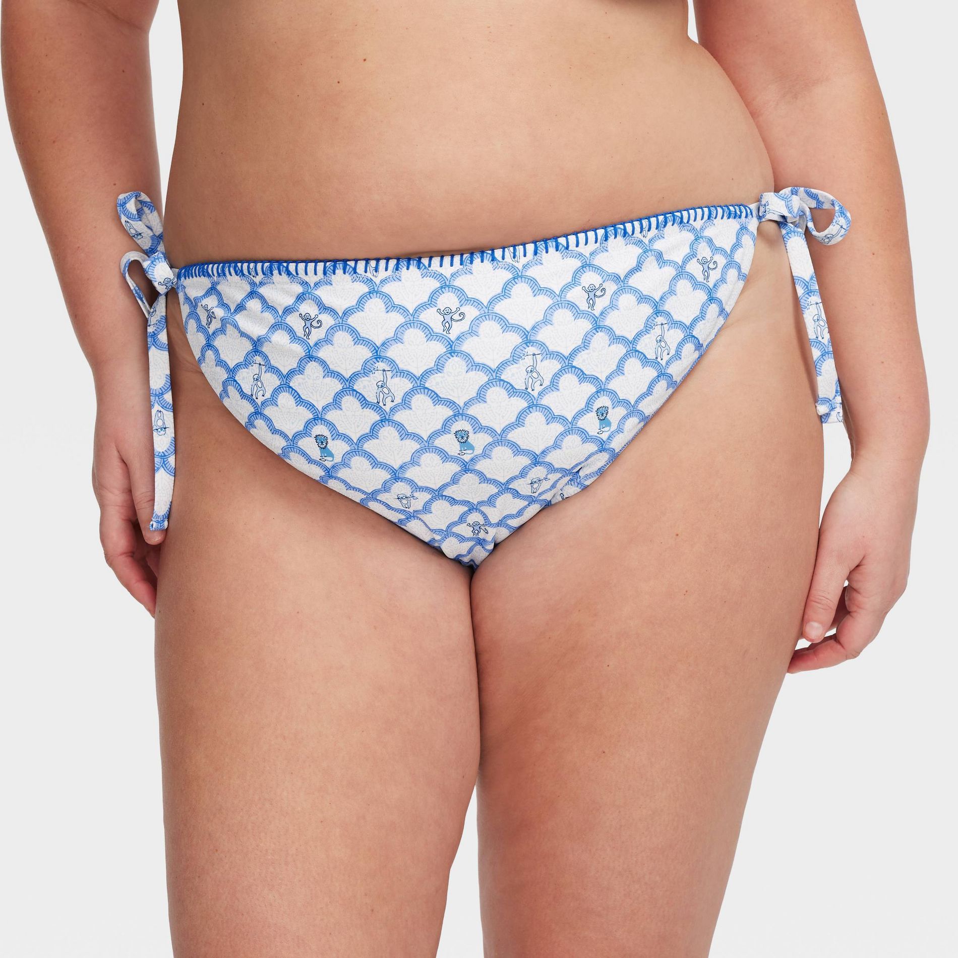 Women's Geo Trellis/Floral Vines Reversible Side-Tie Bikini Bottoms Blue - Roller Rabbit x Target 3X