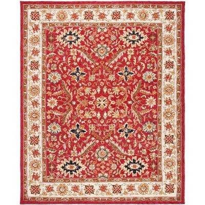 Chelsea Red and Ivory Hand-Knotted Wool Area Rug