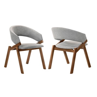 Set of 2 Talulah Fabric Veneer Dining Chairs - Armen Living
