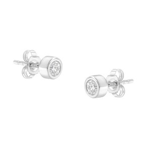 10K Gold 1/4 Cttw Round Brilliant-Cut Diamond Bezel-Set Stud Earrings - 1 of 4