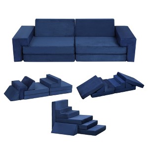 8-Piece Modular Kids Play Couch, Child Sectional Fort Building Sofa for Boys and Girls, Modular High Density Foam Convertible Couch Sofa Indoor - 1 of 4