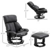 Recliner with Ottoman Footrest, Vibration Massage Recliner Chair with Faux Leather Upholstery and Swivel Wood Base for Living Room and Bedroom - 3 of 4