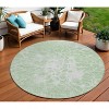 Mint Green And Ivory Abstract Washable Indoor Outdoor Area Rug - 2 of 4