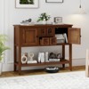 Costway Buffet Sideboard Cabinet Entryway Console Table with 2 Doors and 2 Drawers Blue/Brown/Gray/White - 4 of 4
